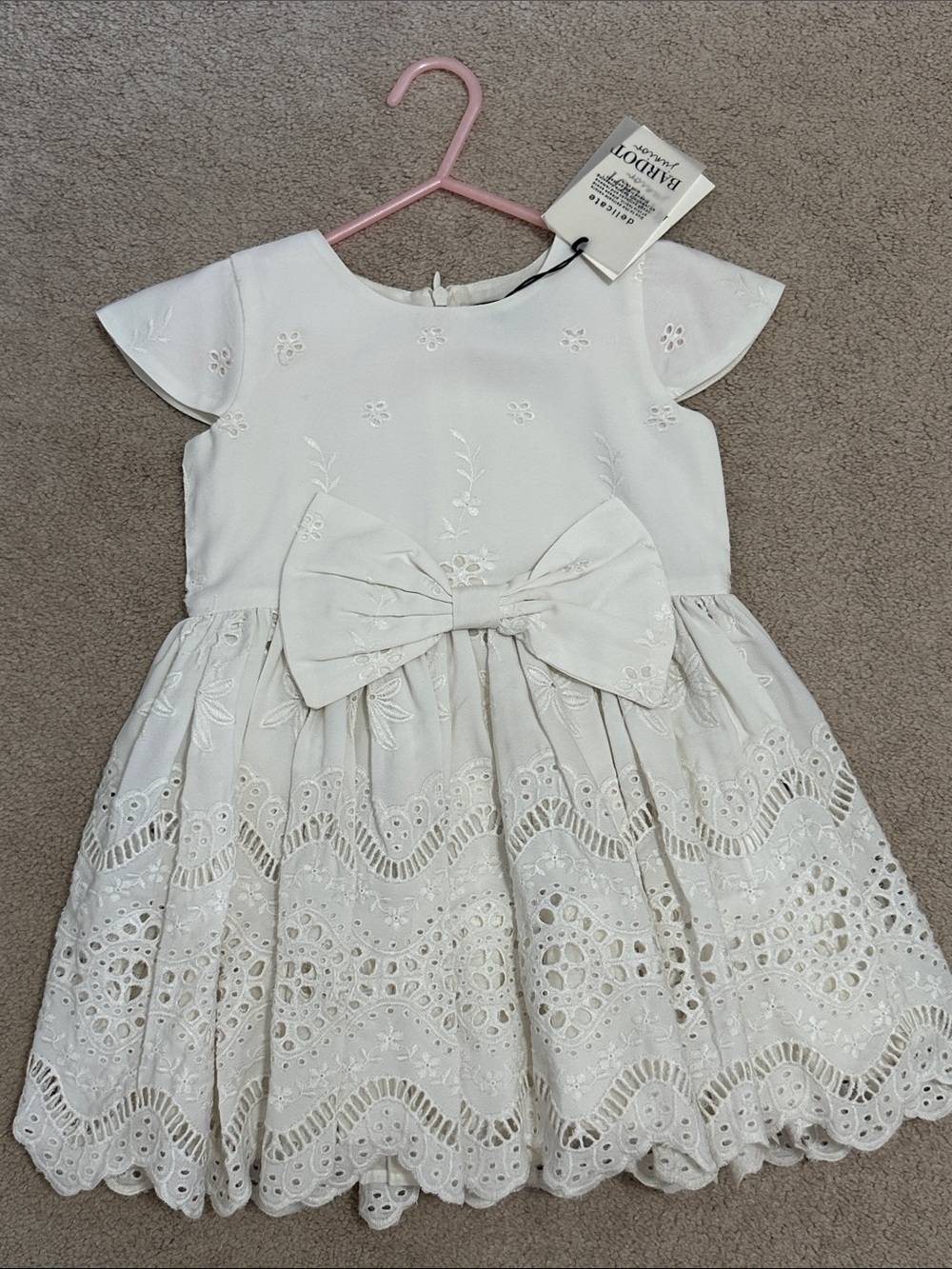 Bardot Junior White Eyelet Bow Dress for Girls